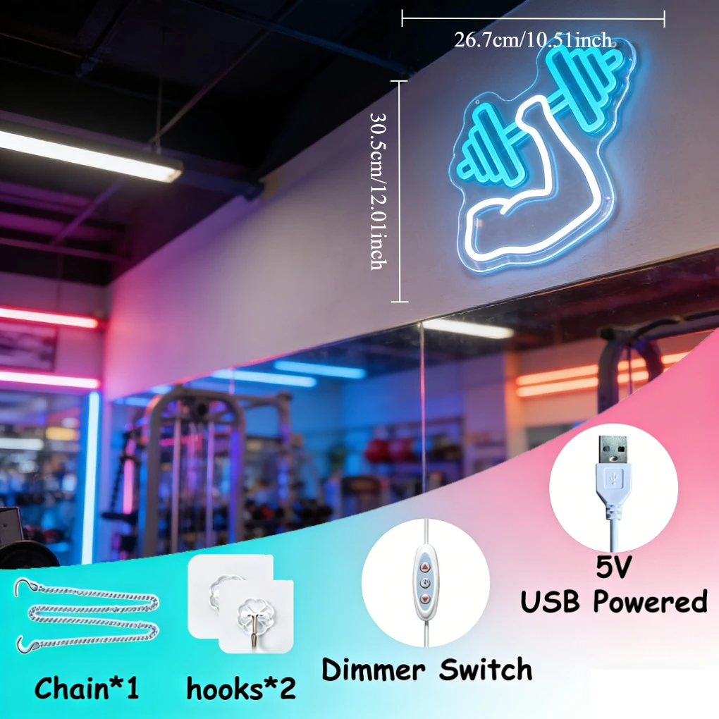 لافتة نيون LED على شكل دمبل لل - مراجعة Home Gym Neon Sign وسعره