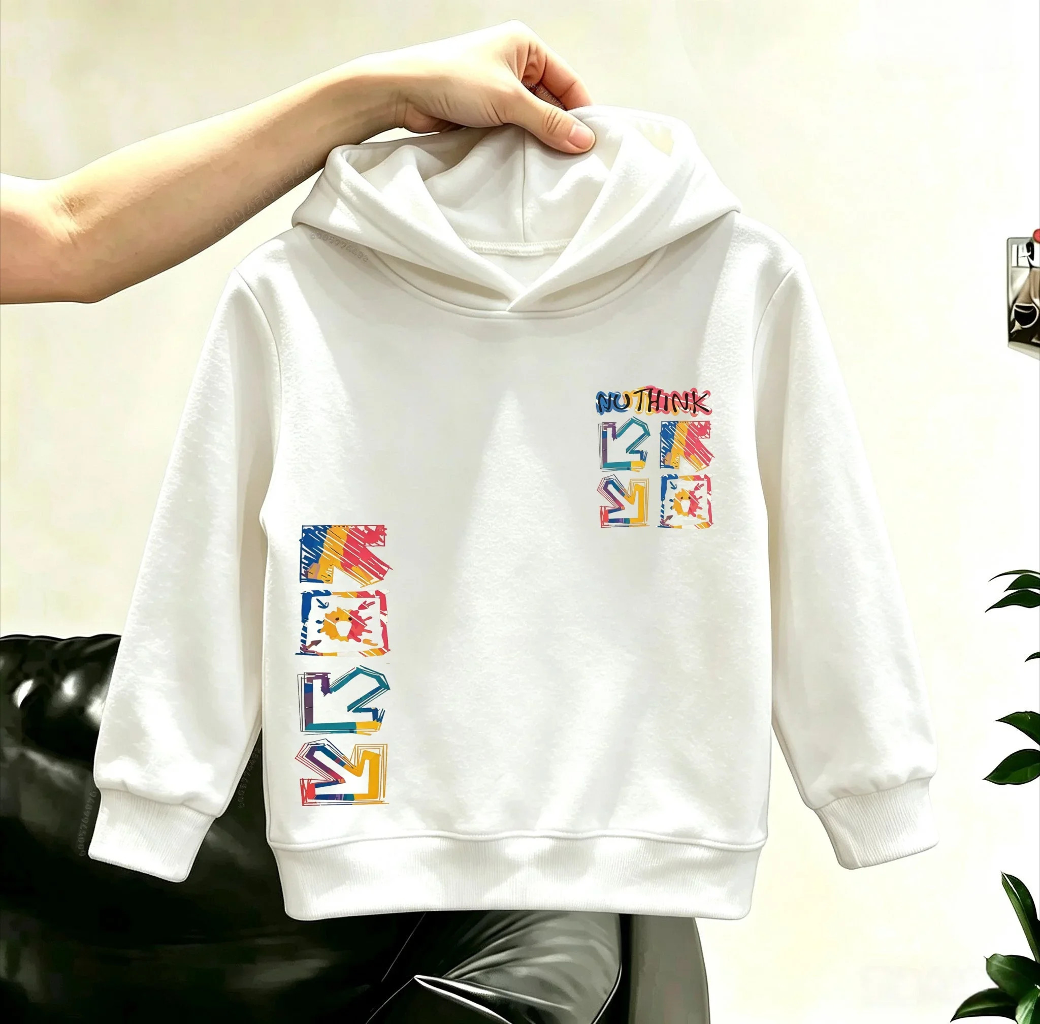 Children's hooded sweatshirt featuring arrow and letter graphics trendy streetwear style;unisex; suitable for autumn and winter.