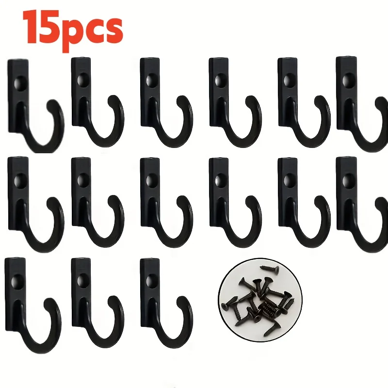 15PCS Vintage Zinc Alloy Wall Hooks, Single-Hole Decorative Hangers For Clothes Towels Keys Hangers For Home Organization