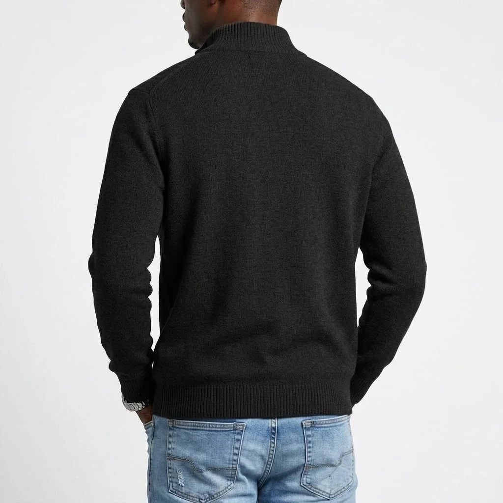 Herbst Herren Reißverschluss-Strickpullover T-Shirts Lässige Langarm Stehkragen Pullover Tops Warme Herbst-Winter-Jumper Oberteile Hemd Jacke – Detail 4