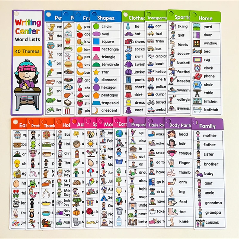 أطفال مونتيسوري تعلم الكلمات الإنجليزية بطاقات الموسم الطقس الحيوان الشخصية اليومية المفردات بطاقة تعليمية الفصول الدراسية الوسائل التعليمية #4