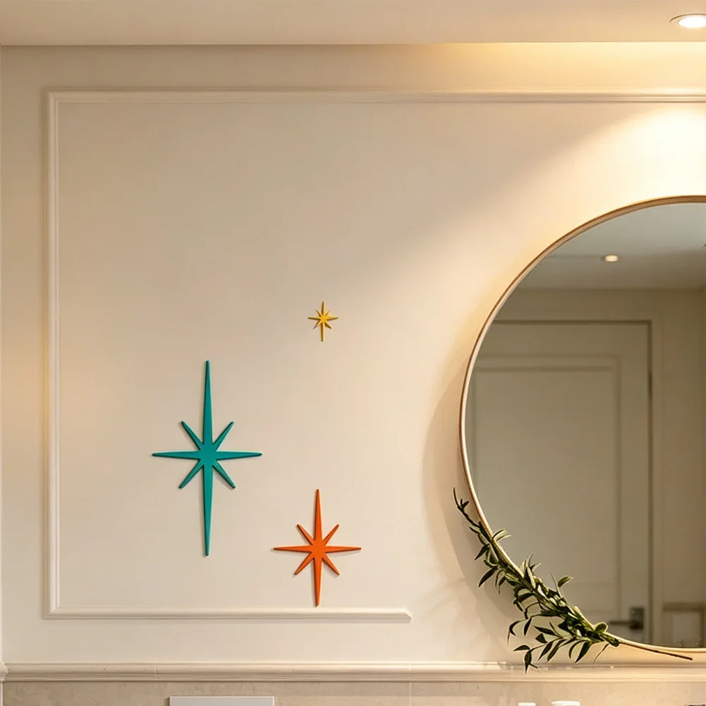 Star Pattern Metal Wall Decor for Outdoor and Indoor Settings Including Backyard Fence Porch Wall and Entryway