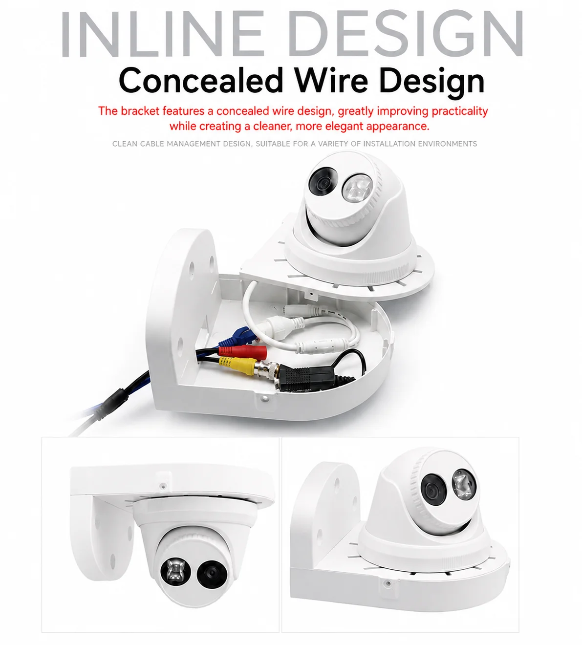 Home Office Dome Camera Bracket Wall Mount For IP Dome Camera CCTV Accessories Plastic Durable Security Wall-Mounted