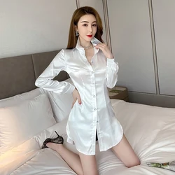 White Chiffon Women Blouse Fashion Sexy Slim Single Breasted Casual Female Shirts Korean Elegant Office Lady Midi Lapel Tops New