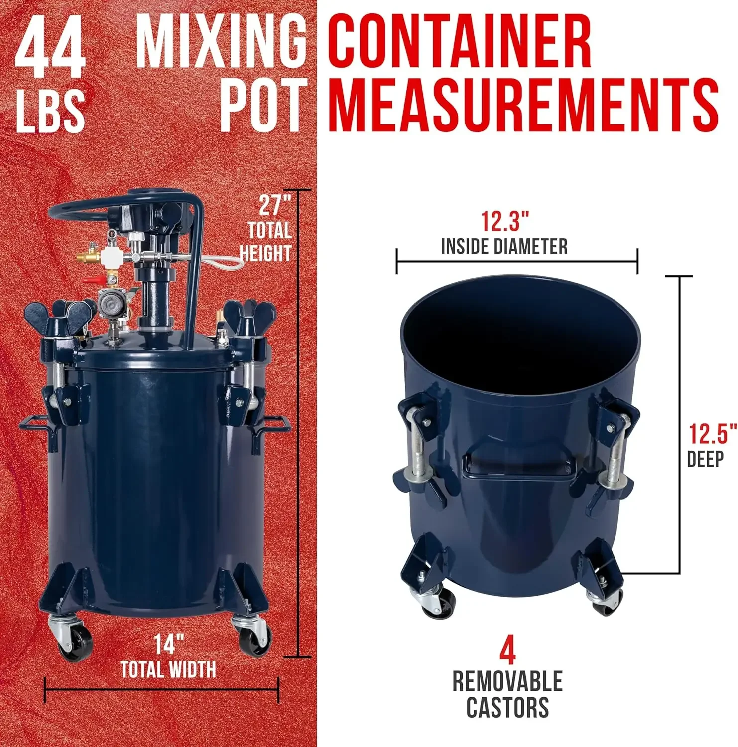 TCP-Pot à pression en acier massif, 5 gallons, 20 litres, peinture en aérosol, précieuse, rapide, pince sur le couvercle avec air, 62Assad Agita, Global