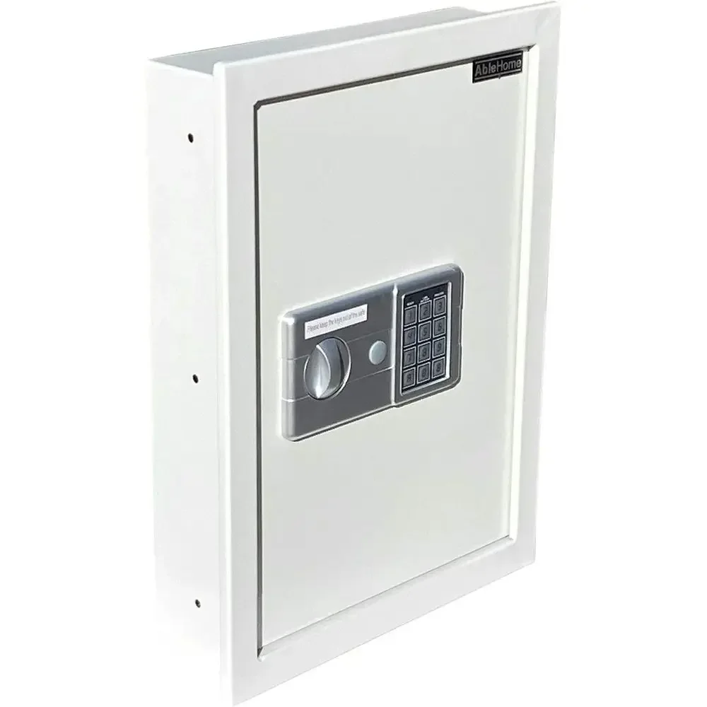 Electronic Safe with Wall Mount, Hidden Storage for Firearms and Valuables (White/Light Grey)