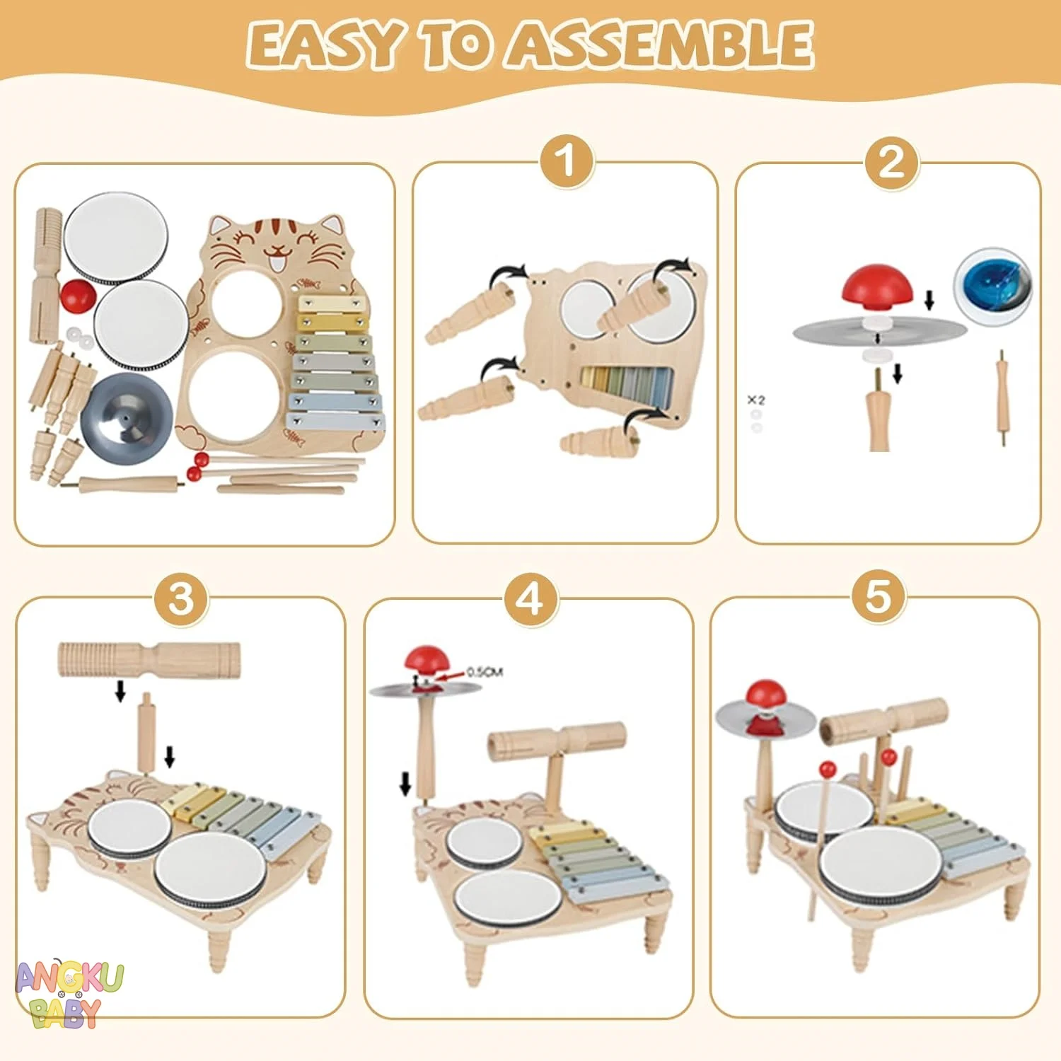 Zabawki edukacyjne dla dzieci w wieku 2-4 lat Drewniane instrumenty muzyczne Montessori Zabawki Gry dla niemowląt Chłopcy i dziewczynki Prezenty