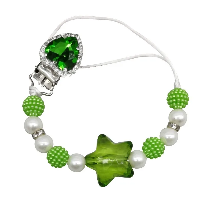 1 Piece New Creative Design Baby Pacifier Clip Retro Shiny Heart Rhinestone European Nipple Chain Clip Infant Anti-drop Chain