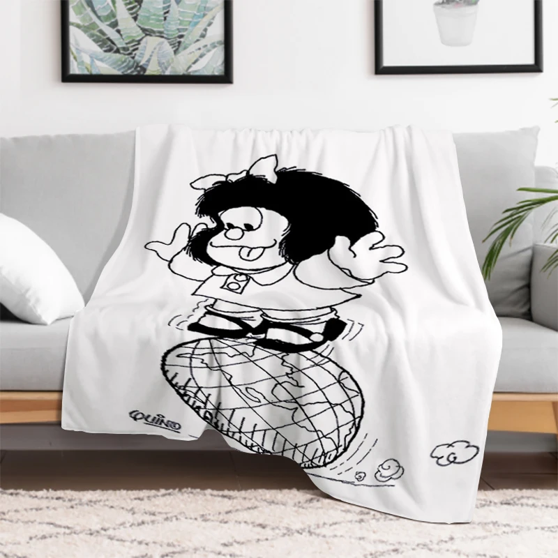 Manta de dibujos animados m-mafalda, colcha peluda de invierno, sofá hasta la rodilla, colcha cálida para bebé, edredón doble grueso