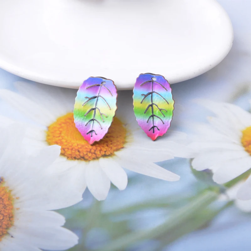 10 Stück/Set Ethnische Eisen-Feder-Blatt-Muschel-Anhänger für Schmuckherstellung Boho Großer Anhänger DIY Damen-Ohrringe – Detail 11