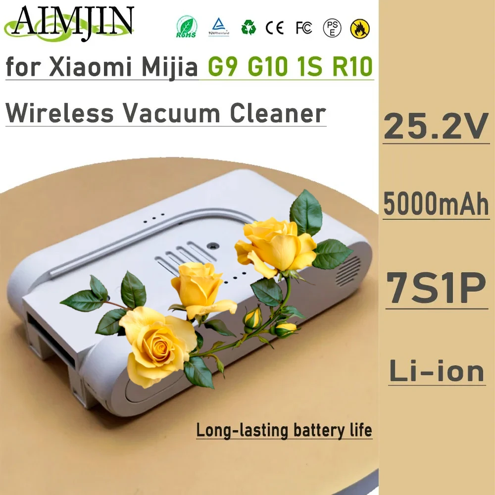 

25.2V 5000mAh For Xiaomi Mijia G9 G10 Wireless Vacuum Cleaner Accessories Rechargeable lithium ion Battery Pack