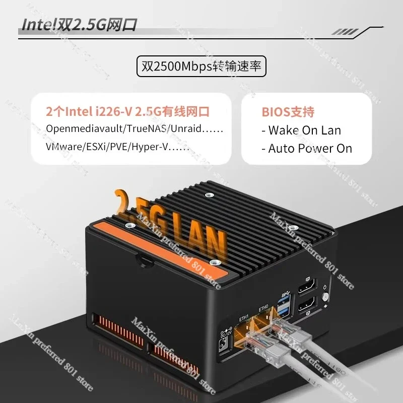 초소형 NAS 미니 PC N100/N150/N305/N355 4×M.2 DDR5 듀얼 2.5G LAN 썸네일 6