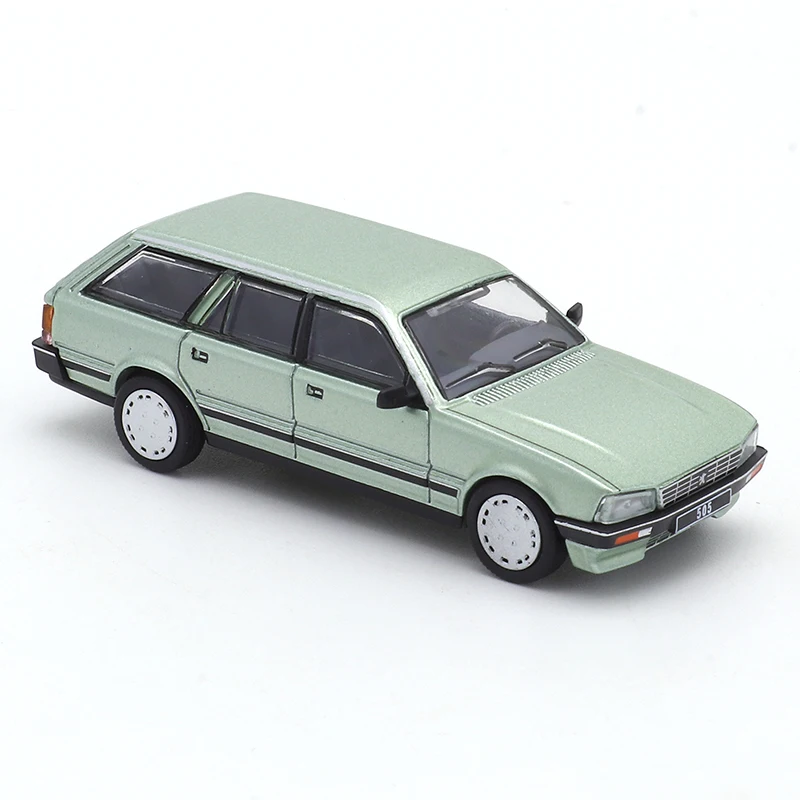 DCT 1:64 Peugeot 505SW(1986) Azure Green 65 Simulation Miniature Car Model Collection Adornment Toy