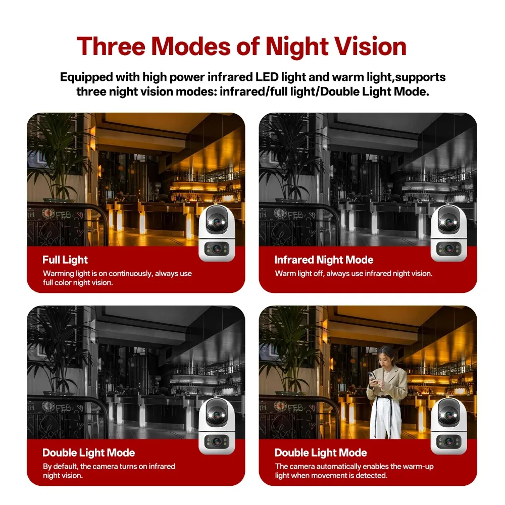 4K 6MP WiFi Camera Indoor Tuya Dual Lens Auto Tracking Home Pet Monitor Color Night Vision Security Surveillance Cameras CCTV