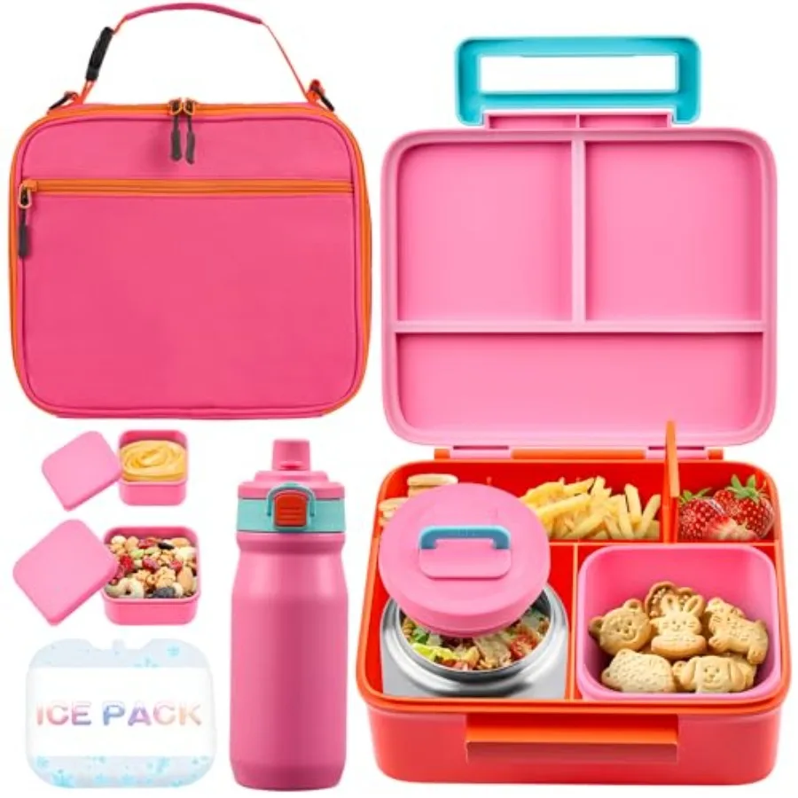 

Bento Lunch Box for with Thermos Leakproof Bento Box with 8oz Insulated Food Jar Insulated Bottle Lunch Bag BPA Free Dishwasher