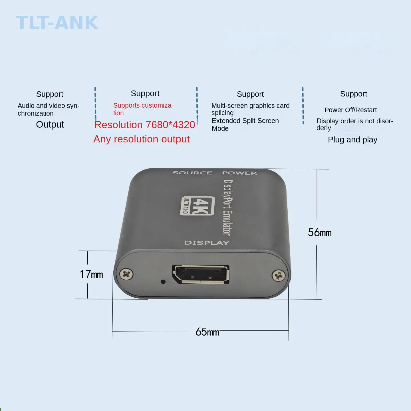 DP to DP EDID Emulator 4K 8K DisplayPort Dummy Plug Virtual Display Adapter for Video Wall Splicing