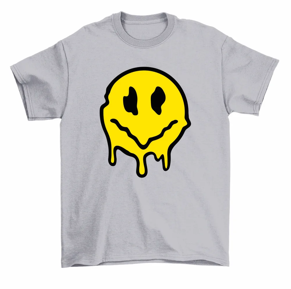 Melting  Face Melted Happy Face Drip T-Shirt Men Women High Quality 100%Cotton Short Sleeve