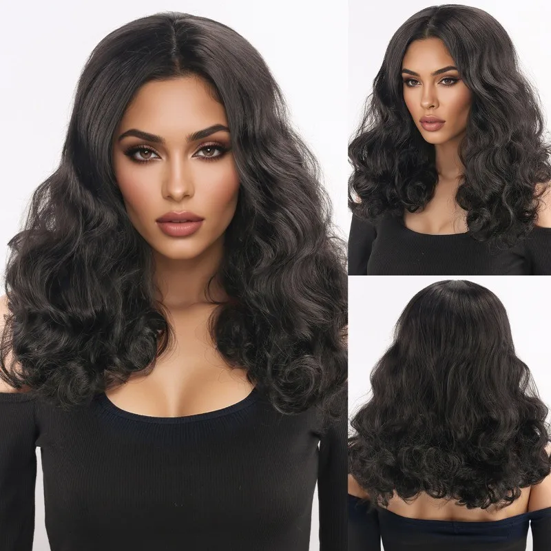 

Women's Wig Wavy Curly Wig Ladies Hair Wig Long Dark Brown Hair Wig+Wig Cap