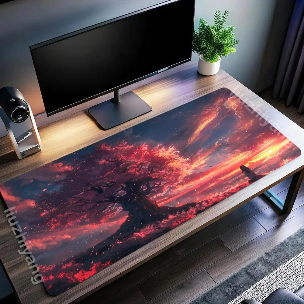

Japanese Scenery Mouse Pad Large Computer Office Game Table Mat XXL Rubber Anti-slip Stitched Edges Keyboard Mats Long Desk Pads