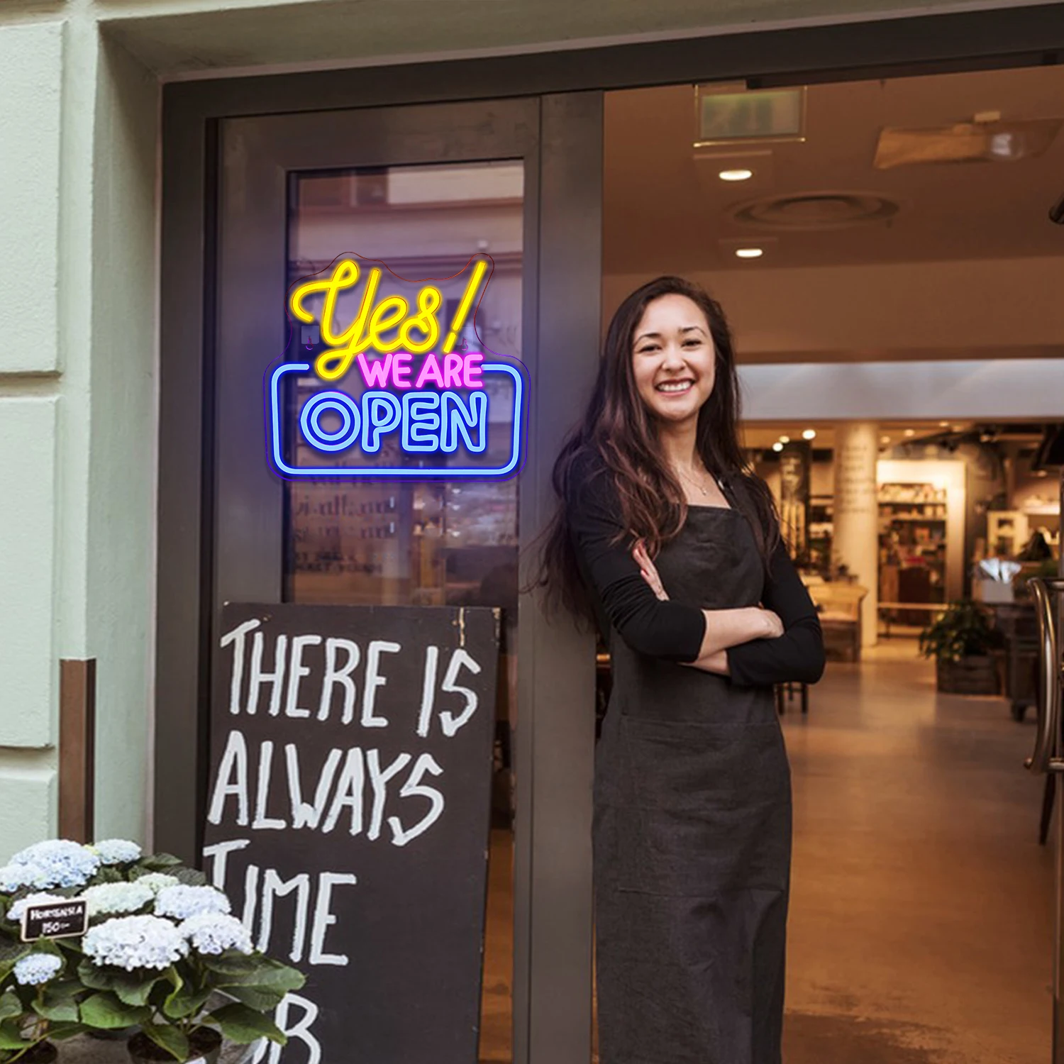 علامة النيون المفتوحة نعم نحن مفتوحة علامة النيون عكس الضوء علامة جدار ديكور للأعمال مقهى بار حانة مخبز فندق مخزن