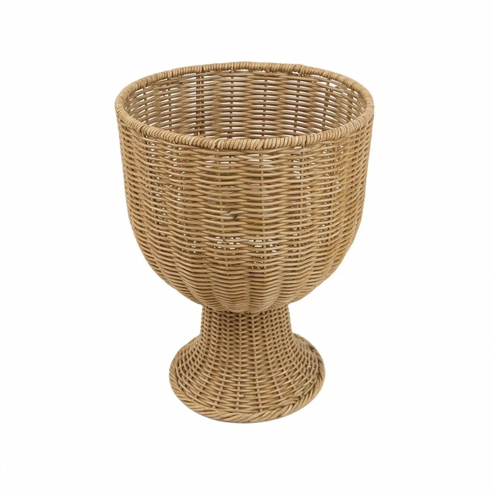 Tall Woven Planter Basket for Indoor Plants Fabric Pot with Narrow Stem and Circular Base for Entryway Tabletop Display