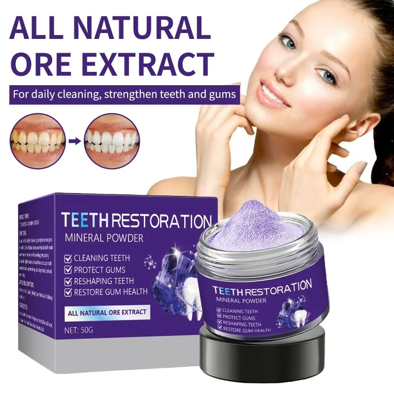 

Purple Mineral Tooth Powder Stain Removal Whitening Teeth Freshen Breath Clean Oral Hygiene Tooth Cleaning Powder