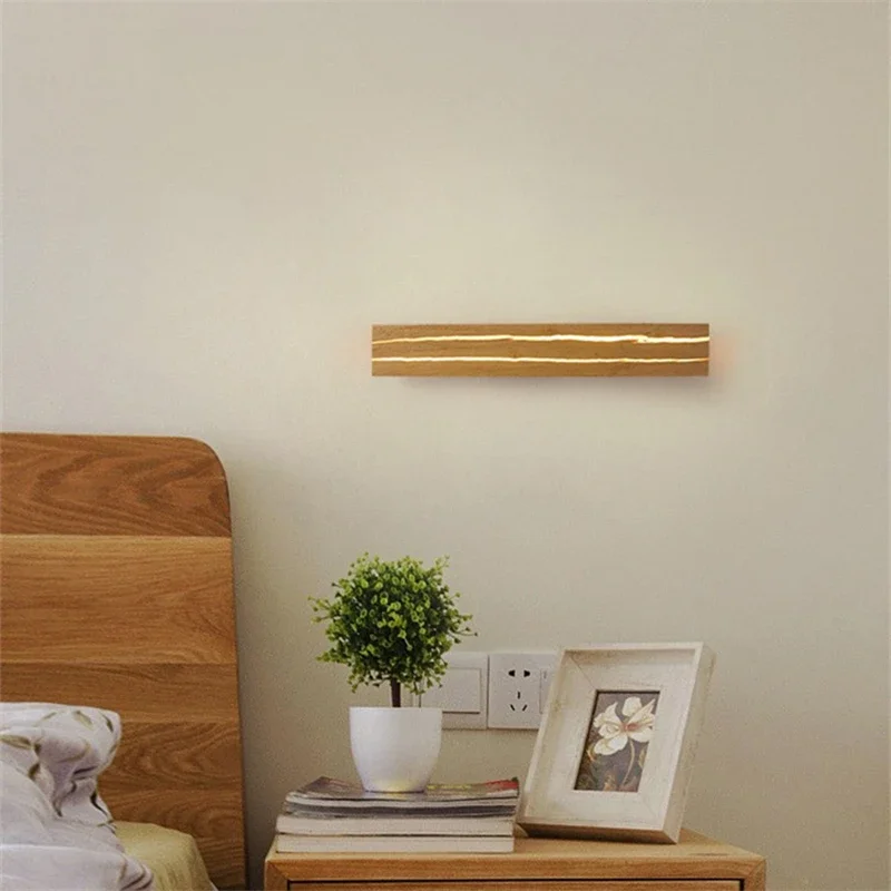 2026 LED Wood Wall Lamp Decor Wood Crack Wall Lights Indoor Lighting Home Decor Bedroom Living Room Kitchen Study Wooden Grain L