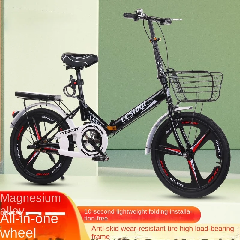 Folding Bicycle For Students Foldable And Portable Adult Male And Female Work 20 Inch Student Pedal Bicycle Installation Free