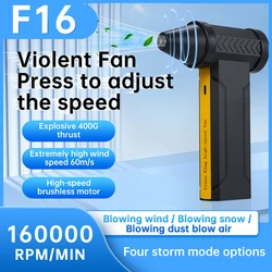 Elektrischer Turbo-Jet-Lüfter mit bürstenlosem Motor 160000   RPM High-Speed Turbo Violent Fan USB wiederaufladbar Leistungsstarkes Staubgebläse 10000 mAh