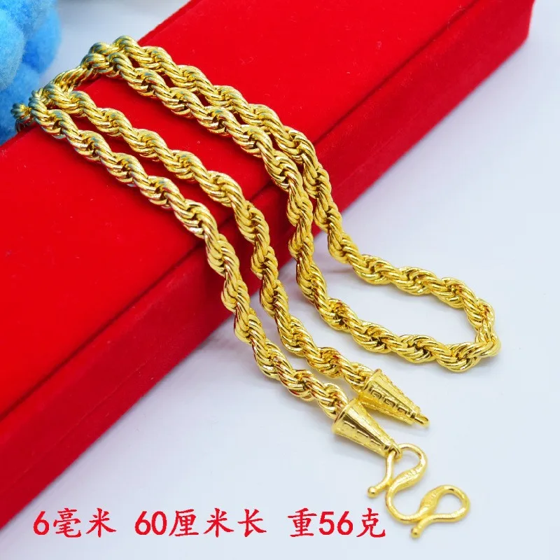 Keepsakes finalize 6mm Square Hemp Rope Necklace for men and women showcasing premium 24K Gold embodying perfect AU999 craft