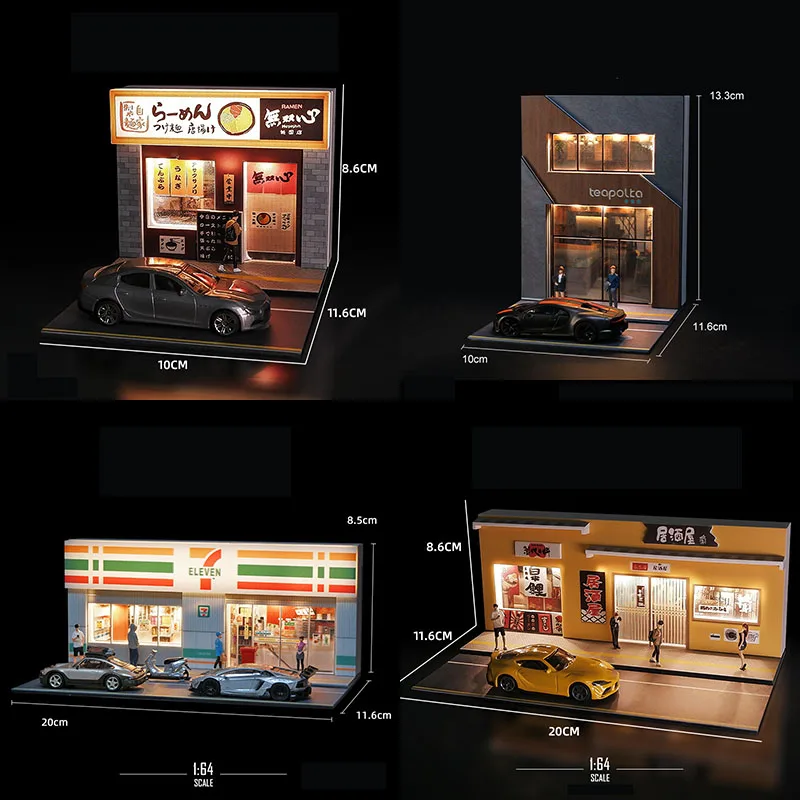 Miniature 1/64 Bar Convenience Store Supermarket Architectural Scene Model Street View Micro Light Decorative Background Panel