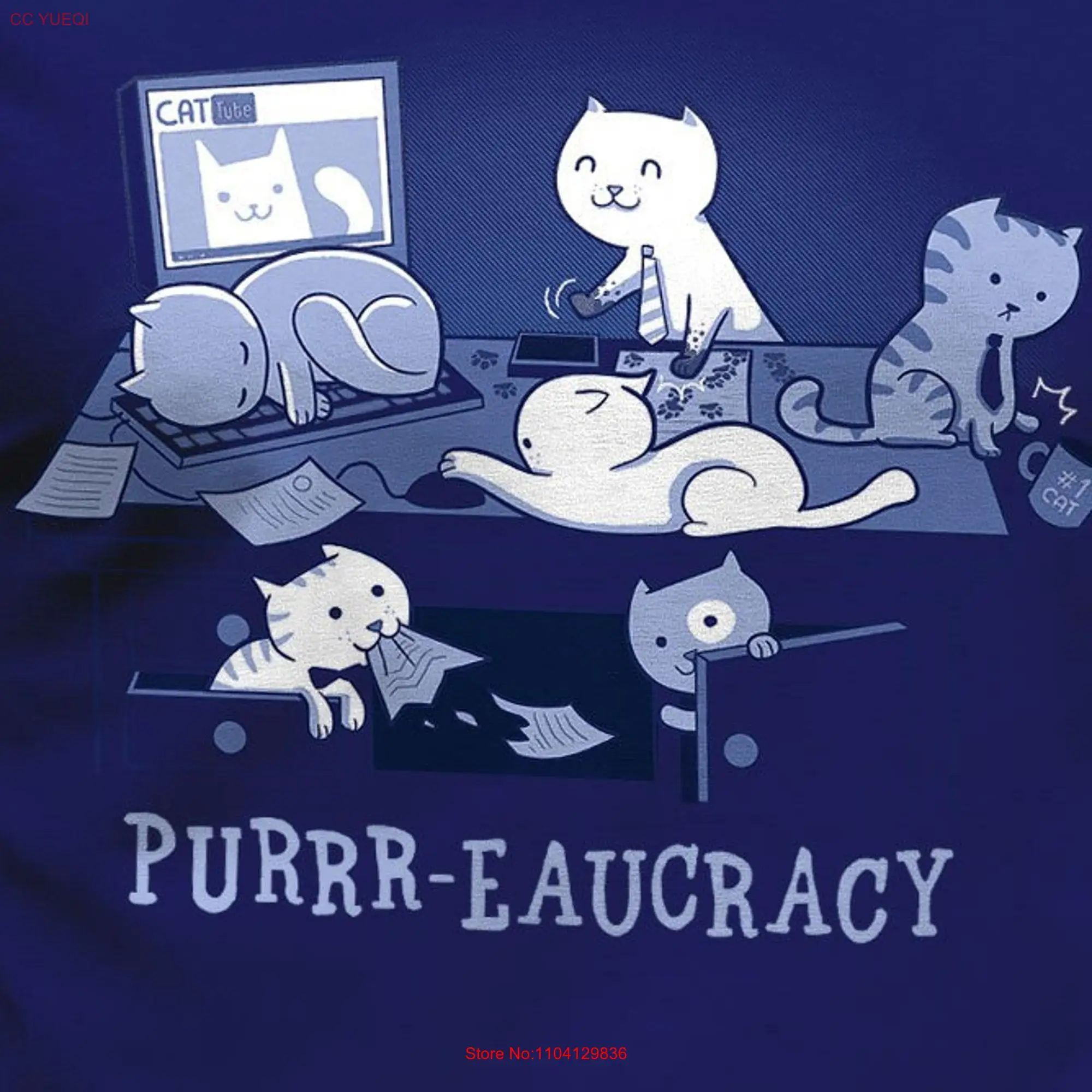 Purr eaucracy T shirt plus size unisex slimfit long or short sleeves