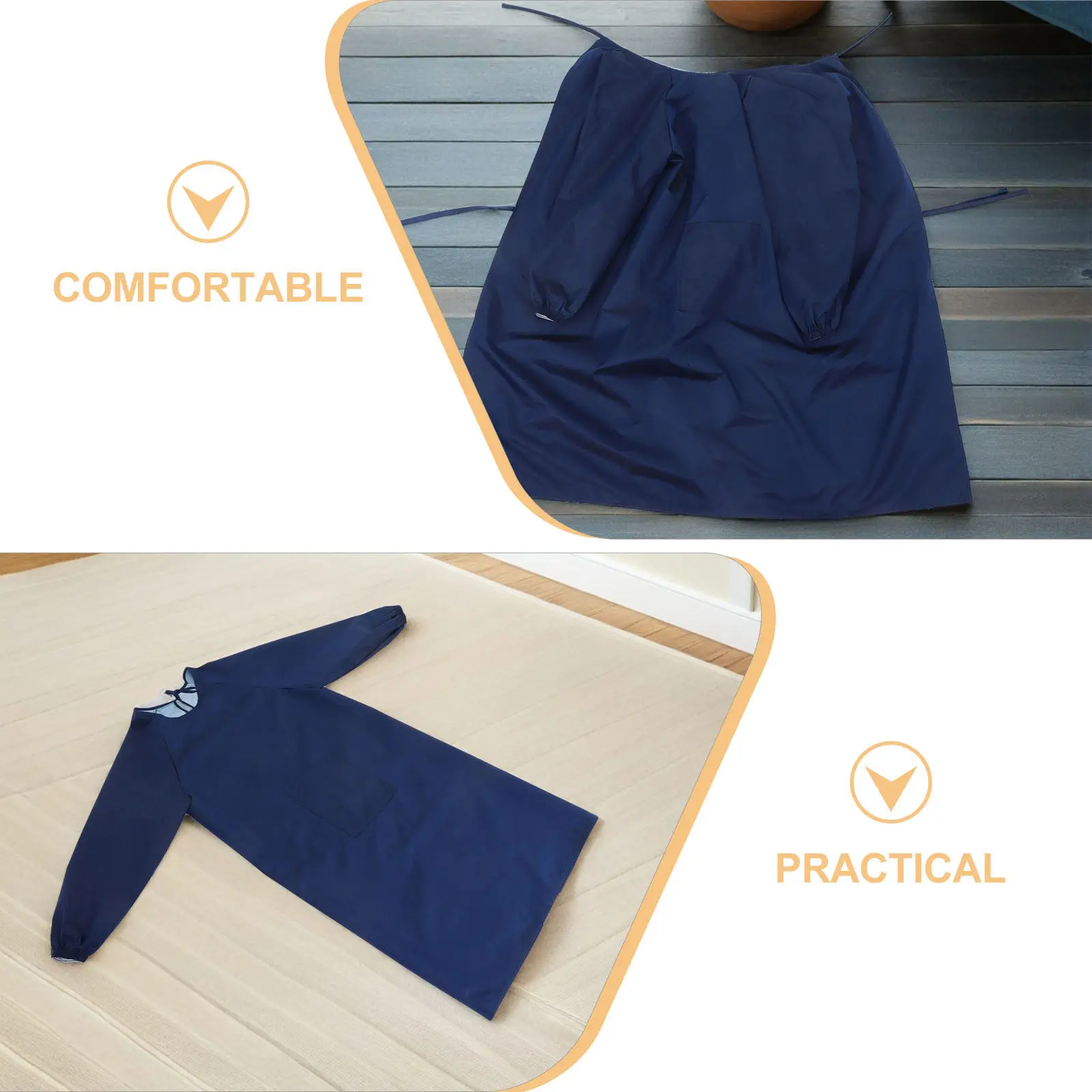 2Pcs Waterproof Apron Smock Long Sleeve Oilproof Adjustable Back Strap Cooking Kitchen Crafting Dishwashing Multi-Functional
