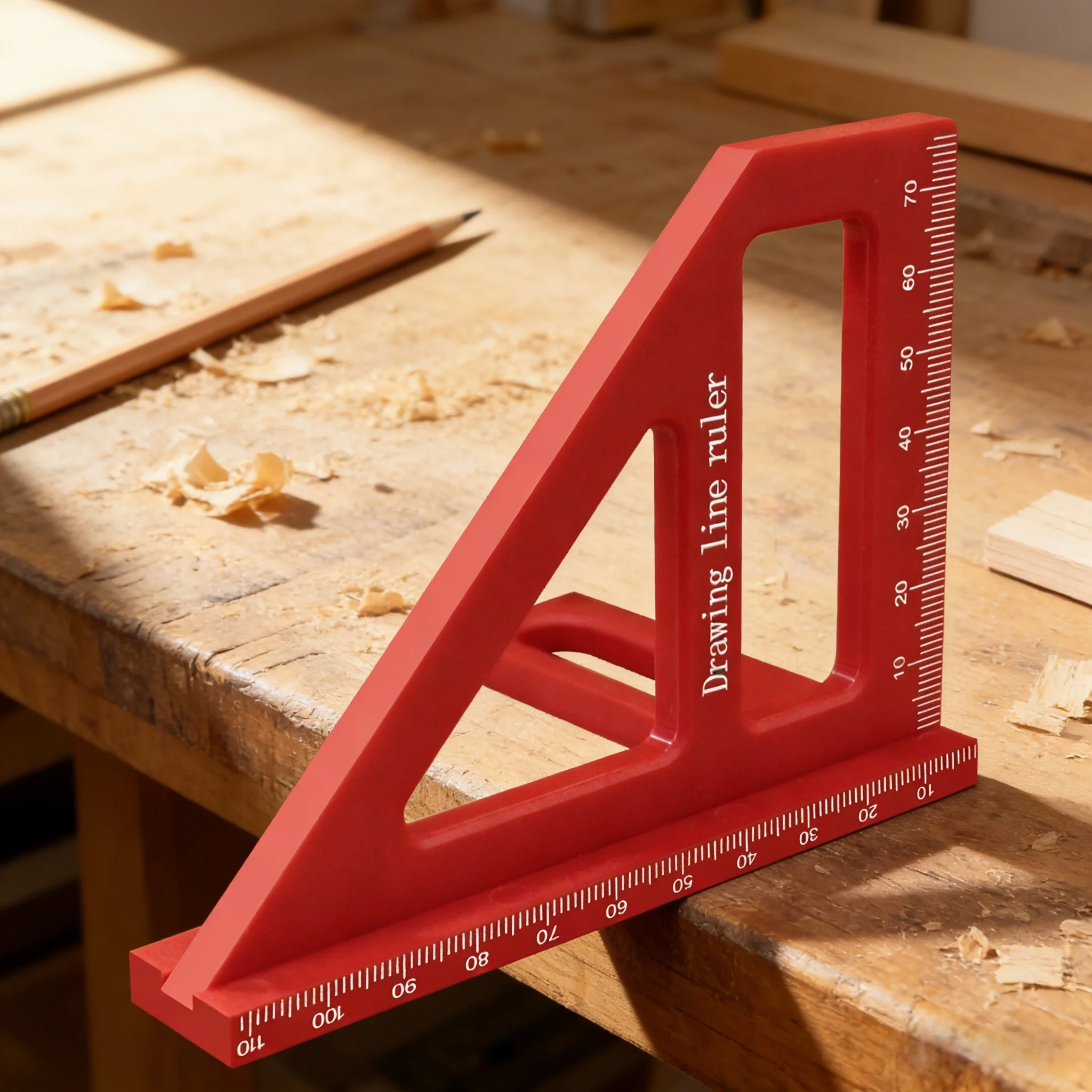 Household 45/90° Angle Protractor with T-Shaped Scribe Holes, Multi-Angle 3D Protractor Drawing Triangle Metric Woodworking Tool