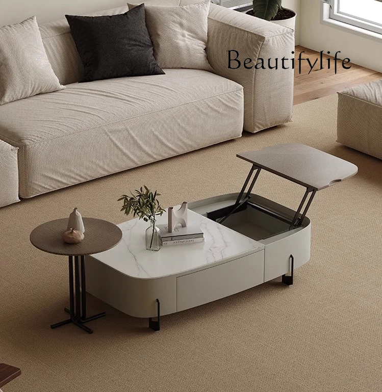 

Simple Lifting Coffee Table Microlite Designer Minimalist Creative Oval Coffee Table Side Table Combination