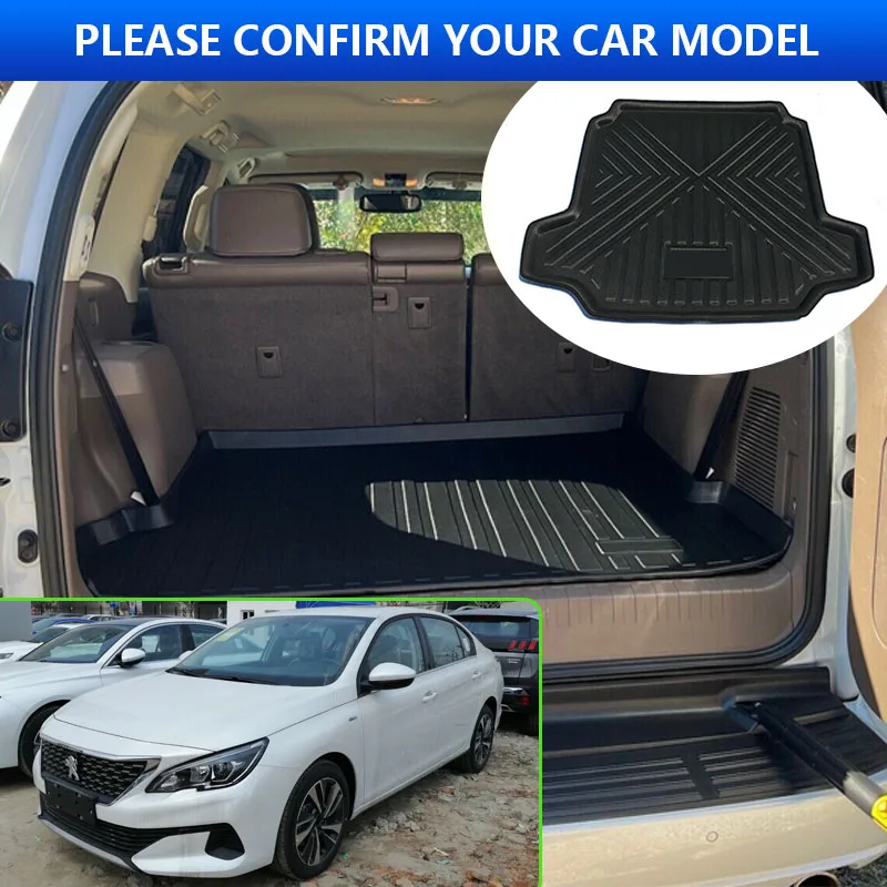 For Peugeot 408 T9 2016~2023 2017 2018 2020 2021 Car Rear Trunk Protector Pad Auto Waterproof Liner Anti-Fouling Mat Accessories