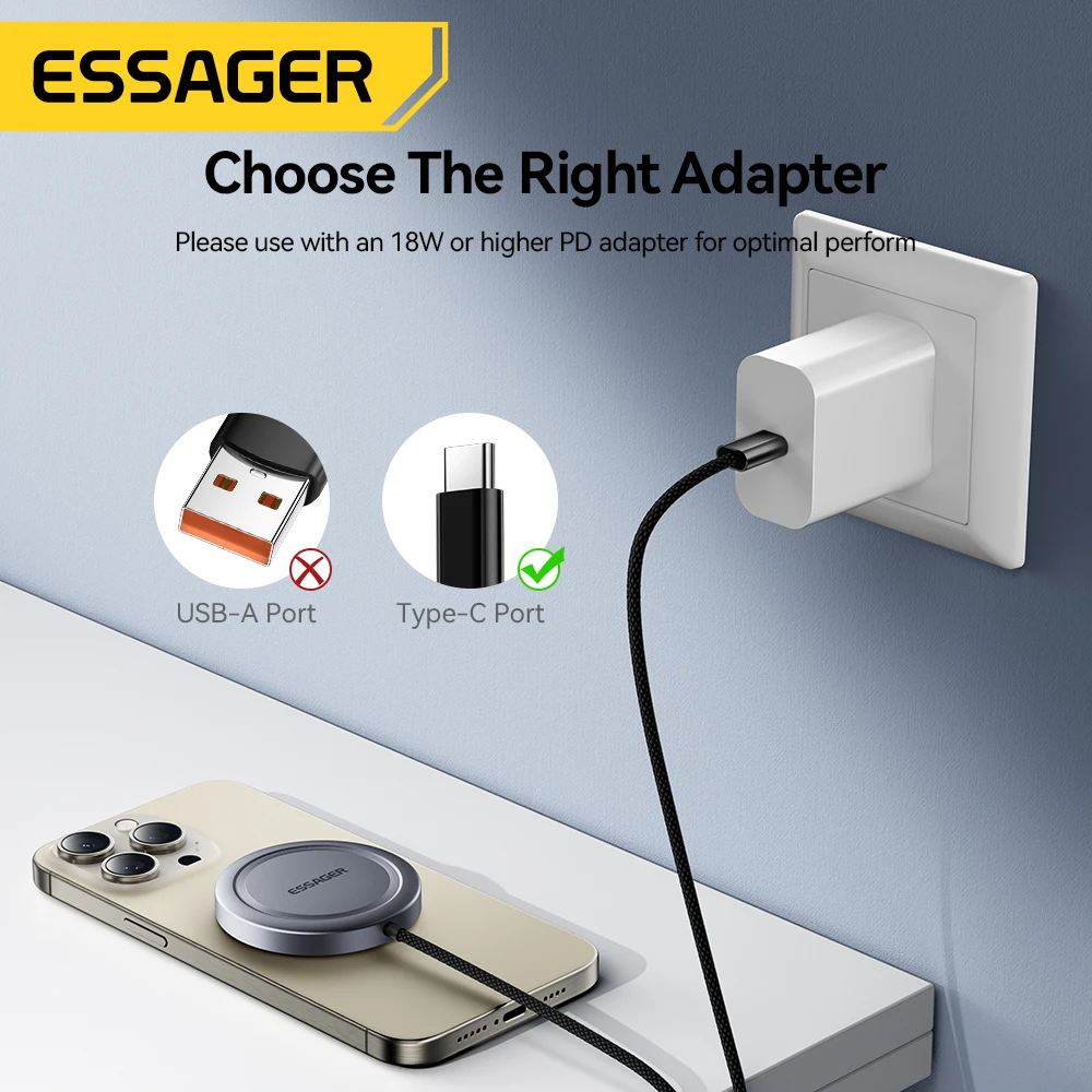 Essager-Chargeur magnétique sans fil Qi2, charge rapide, support de téléphone, iPhone 15 14 13 Pro Max, Samsung, 15W