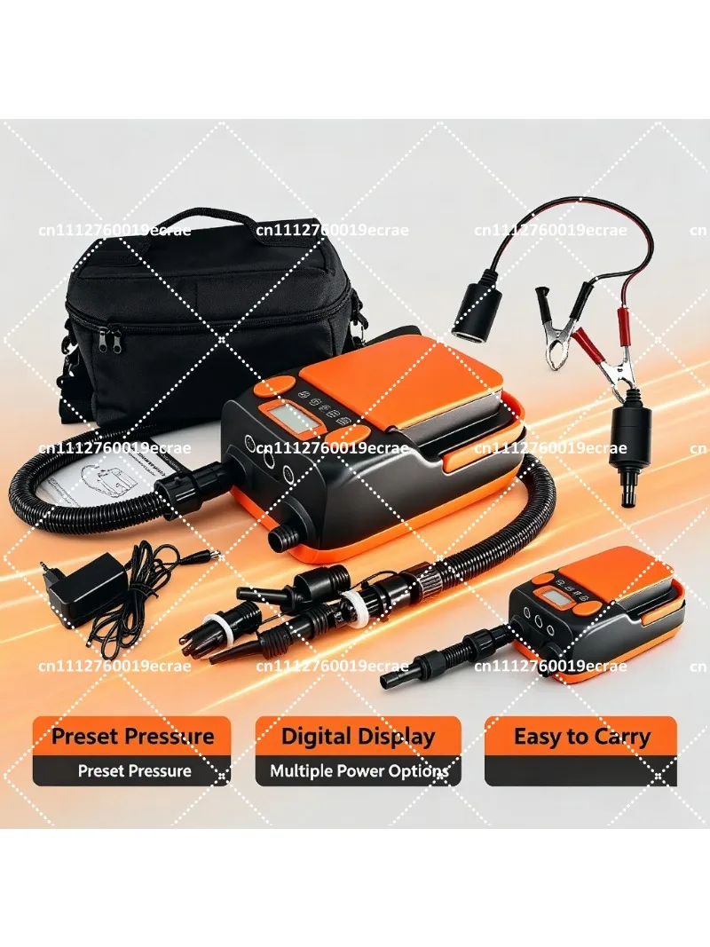 Portable Electric Air Pump for Inflatable Boat, Tent, Paddle Float, Quick Inflation Outdoor Fishing Gear