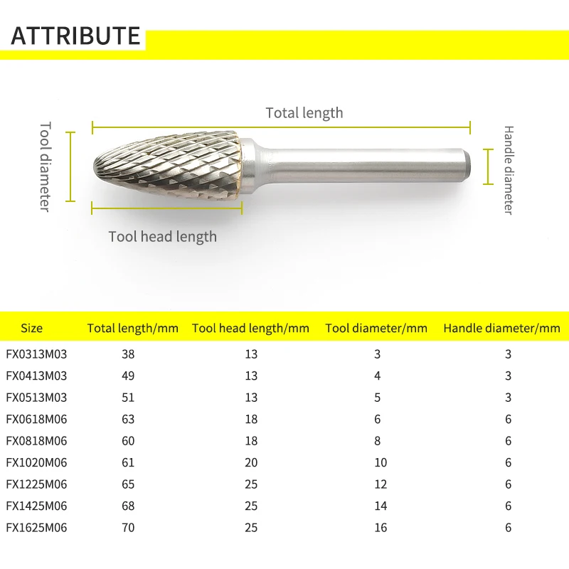 Imagem -03 - Broca de Ferramenta Rotativa Dupla Face Carving Bit Tools Point Burr Die para Madeira de Metal Carboneto de Tungstênio Cabeça tipo f