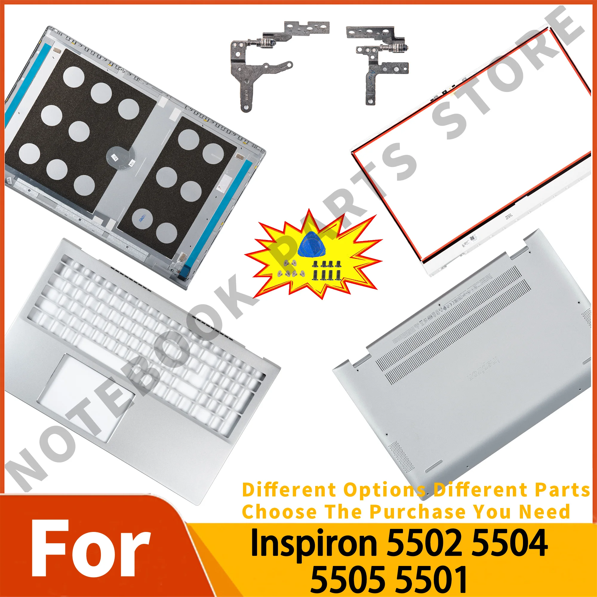 

Новый чехол для Inspiron 5502 5501 5504 5505, передняя панель/подставка для рук/нижняя часть корпуса, сменный чехол, серебристый 0MCWHY 05R4VB 0H00F3
