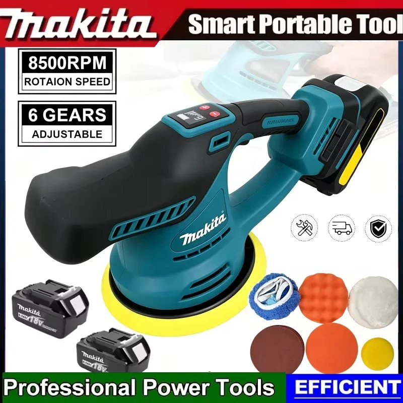 Makita 18V 21V Brushless Car Polishing Machine 125mm Digital Adjustable Speed, Cleaning DIY Power Tool for Car Surface Polishing