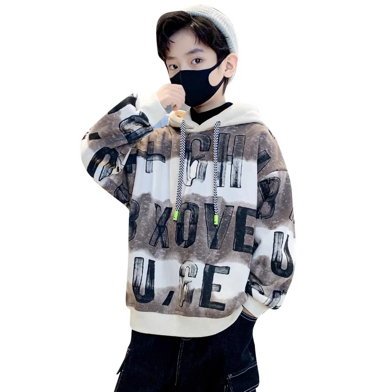 Boys Sweatshirts 2024 Hoodie Autumn Hip Hop Casual Long Sleeve Jackets Children\'s Clothes Kids Loose Tops Teen 8 10 12 14 Year