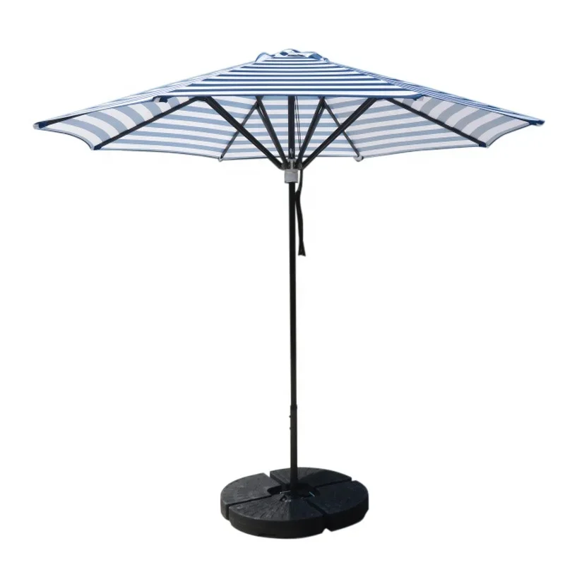 2026 2026 3M Customized Stripe Pattern Fabric Outdoor Cafe Patio Central Pole Umbrella Garden With Base