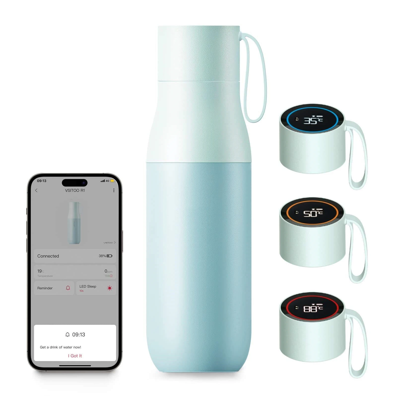 

Thermos Vacuum Flask with TDS Water Quality Test Temperature Display Drinking Reminder LED Smart Stainless Steel App for Wedding