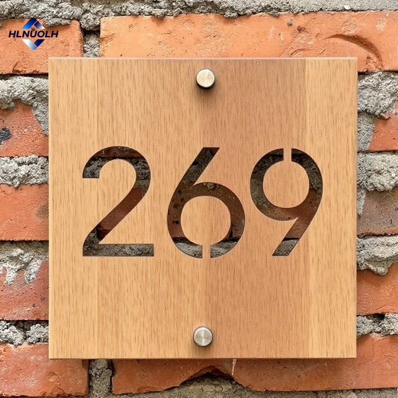 

Custom Wood Signs Single-layer Hollowed-out Outdoor Home Decor House Name Plaques Room Number Apartment Hotel Door Sign Wooden