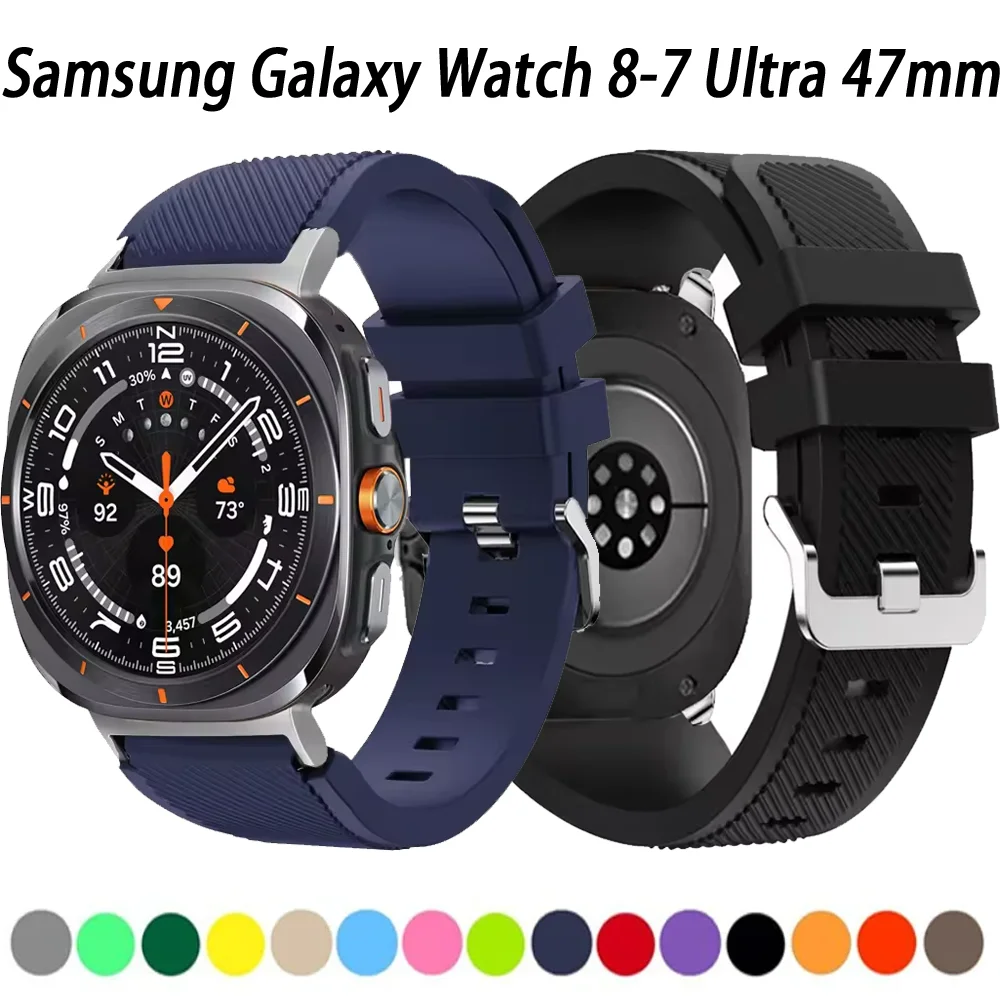 Sport-Silikonarmband für Samsung Galaxy Watch Ultra 47mm Gestreiftes Armband Galaxy Watch 8-7 Ultra 47mm Atmungsaktiver Gürtel