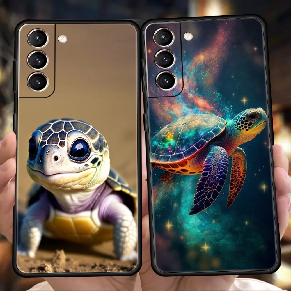 Cute Little Turtle Case for Samsung Galaxy S24 S23 S22 S20 S21 FE Ultra S24 S23 S10 S10E S9 S8 Plus 5G Silicone Phone Cover Capa