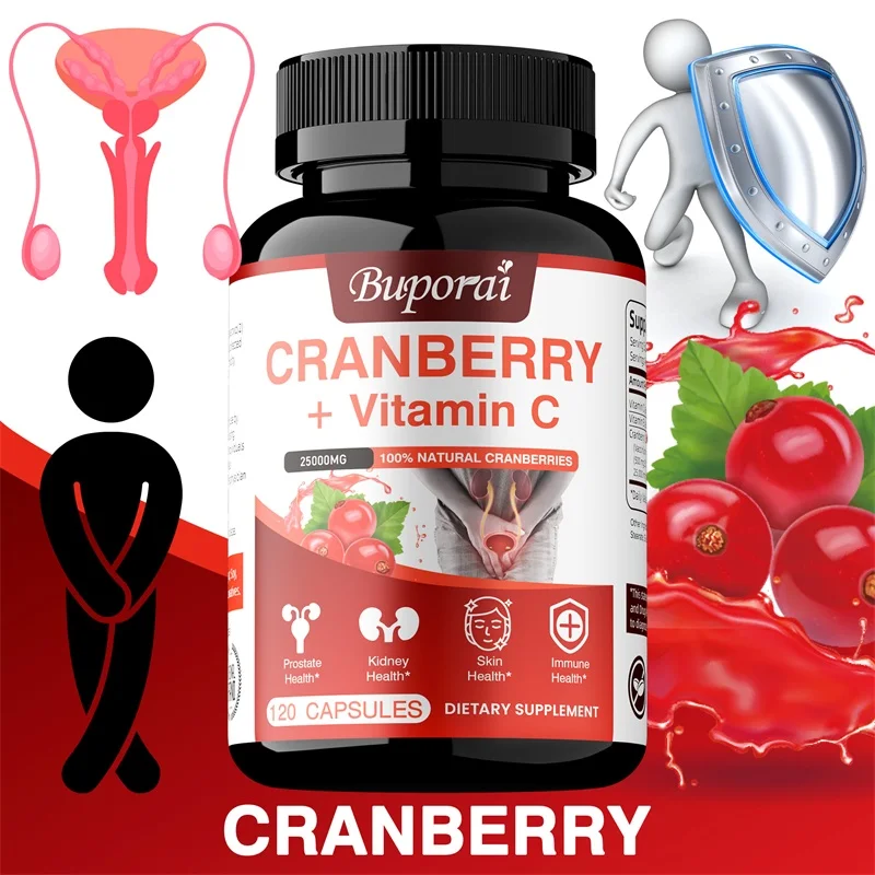 

Cranberry + Vitamin C - Beneficial for Cleaning and Protecting The Urinary System, Boosting Immunity, and Providing Antioxidant
