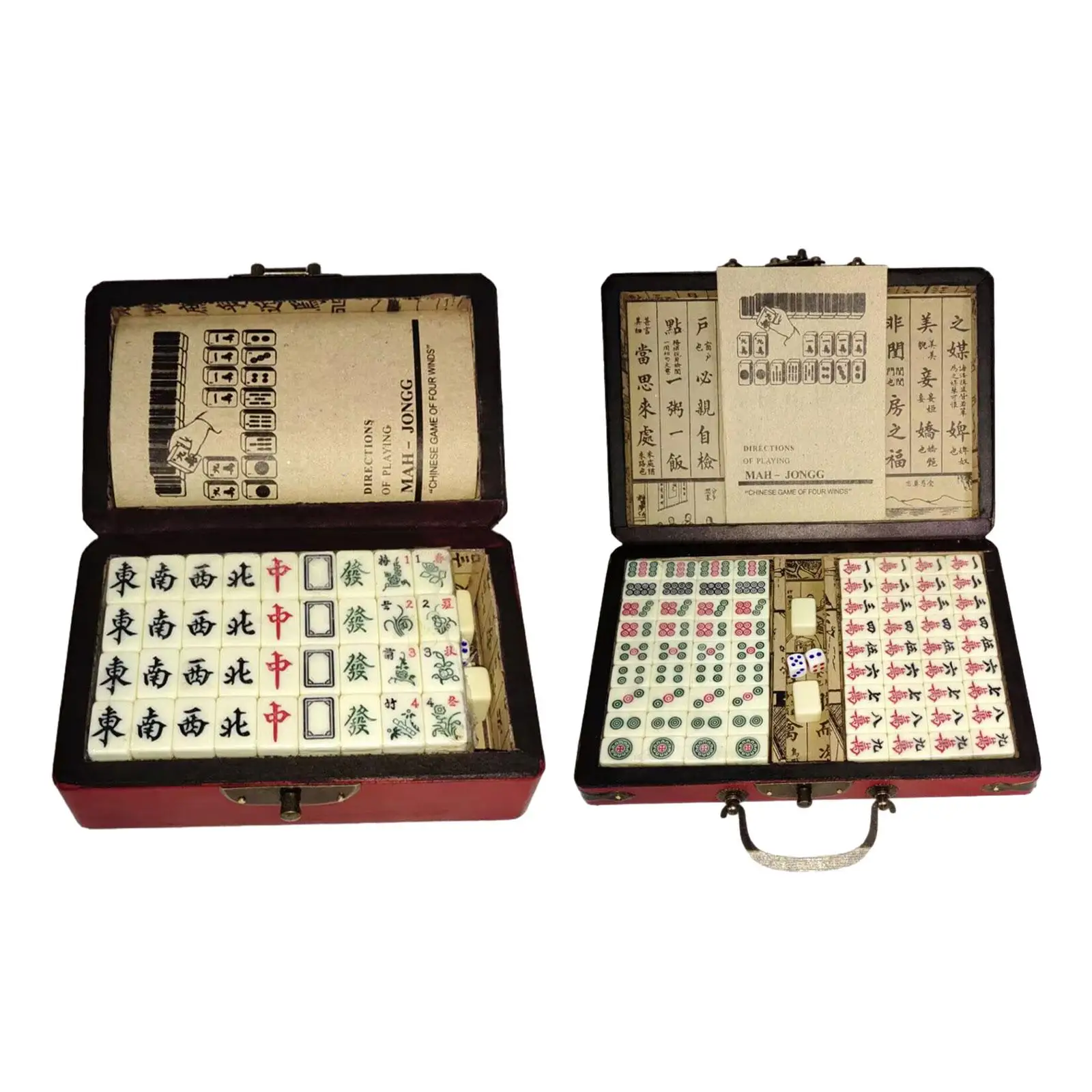 Ensemble de jeux de Mahjong chinois classique avec étui de transport, jeu de loisirs, famille, maison, fête, voyage