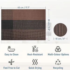 Tischematen mit Esstischbechern, schwarzen Tisch-Teppichen, Vinylstoff, nicht rutschfest, waschbar, Küche, Restaurant, 6-Set von 6 12 Hauptverkaufsgewebe für Sousplat - №7